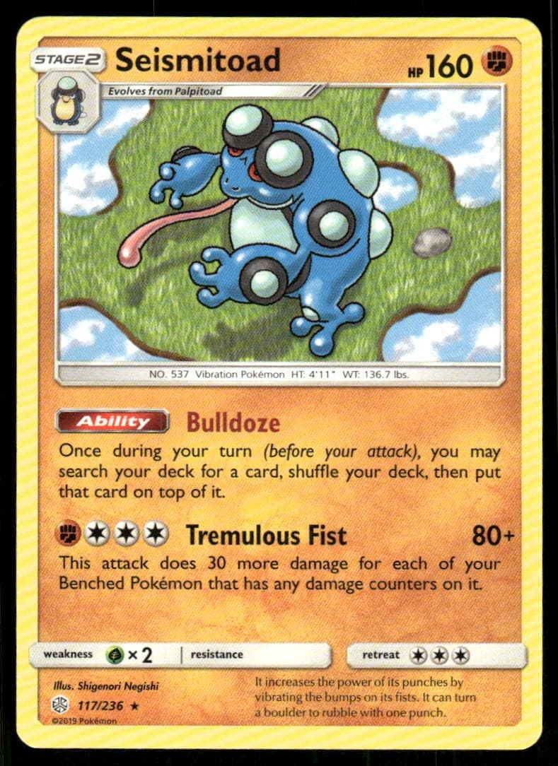 Seismitoad 117/236 Rare Cosmic Eclipse Pokemon Lightly Played