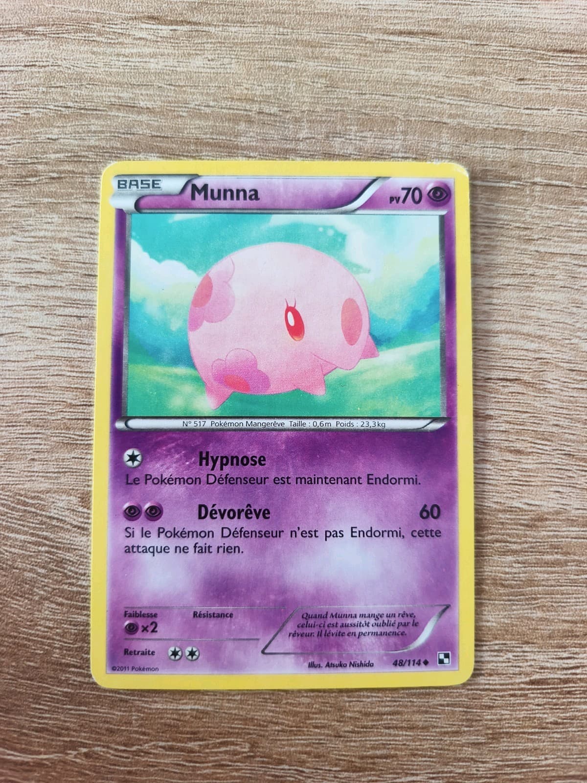 Carte Pokemon Française munna 48/114 noir et blanc 