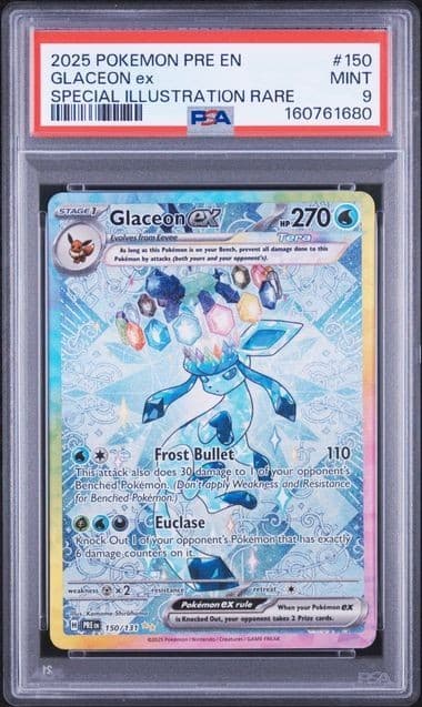 2025 Pokémon Prismatic Evolutions Glaceon Ex 150/131 SIR PSA 9 Mint
