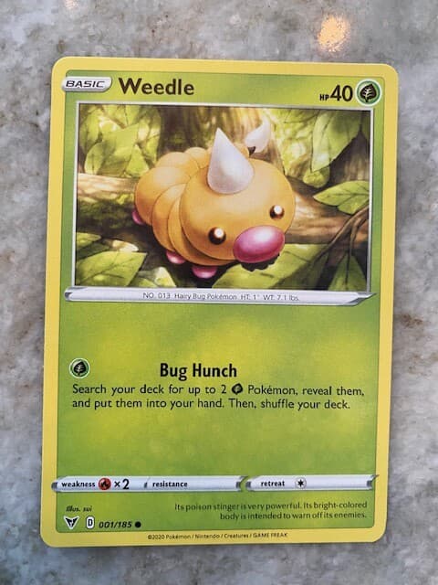 Pokemon TCG Weedle Card Sword & Shield Vivid Voltage 1/185 NM