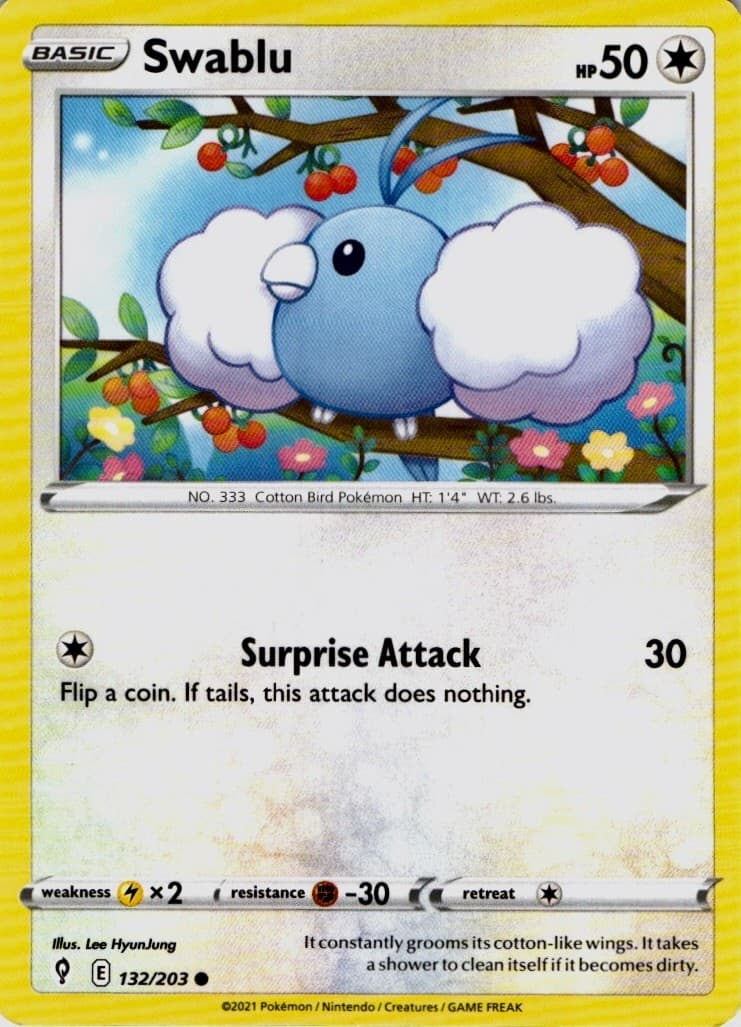 Swablu 132/203 Common Evolving Skies Pokemon Lightly Played