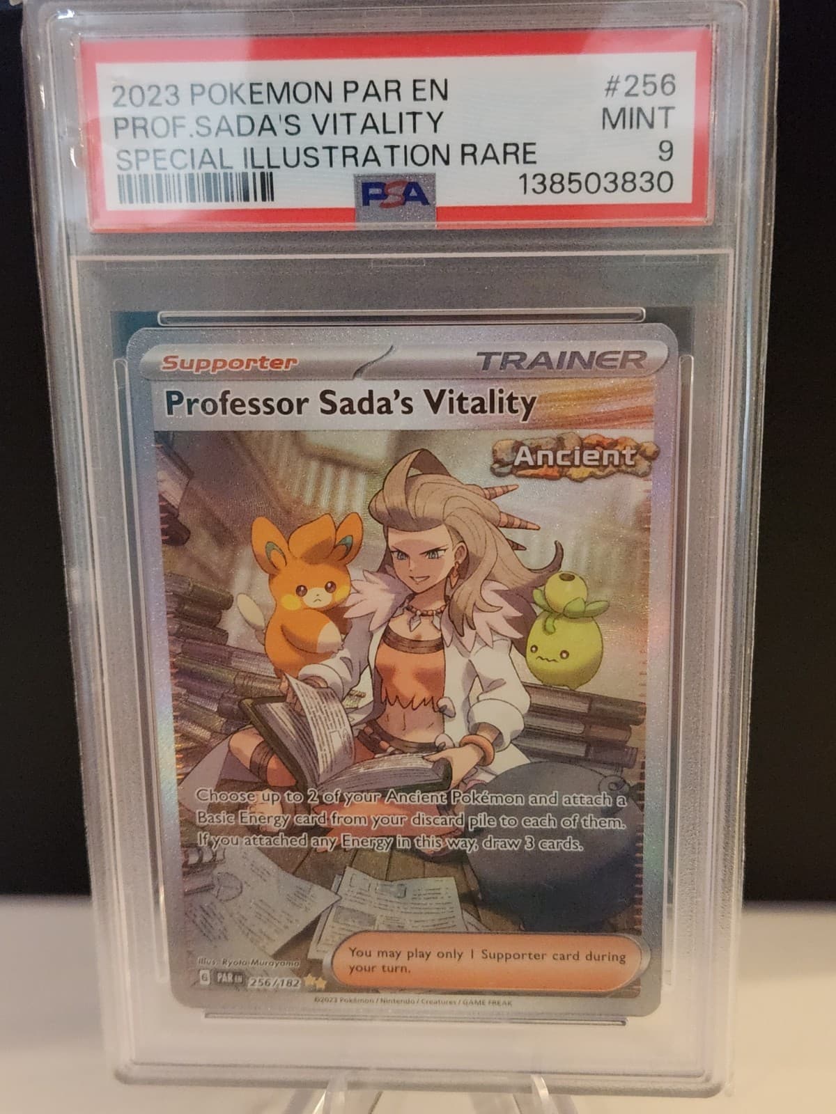 2023 POKEMON PAR SPECIAL ILLUSTRATION RARE #256 PROFESSOR SADA'S VITALITY PSA 9
