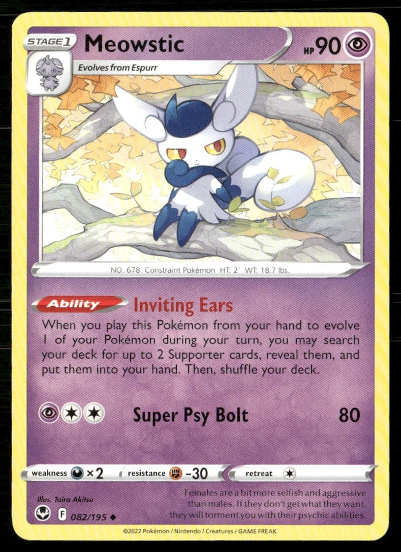 Meowstic 082/195 Uncommon Silver Tempest Pokemon Lightly Played