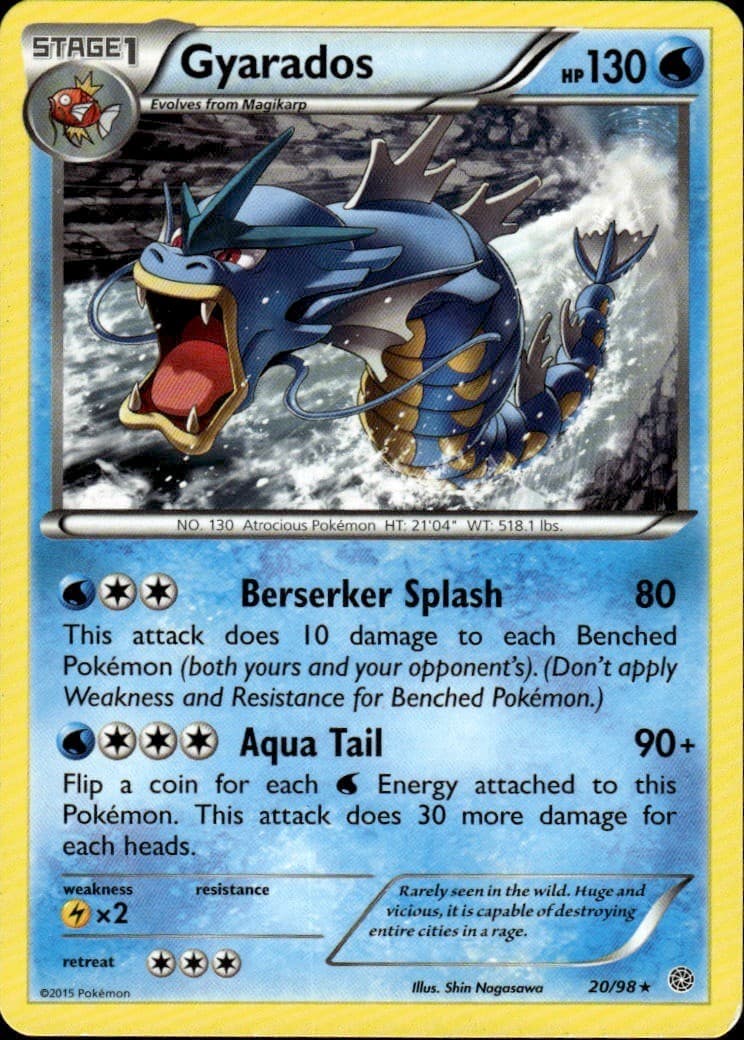 Gyarados (20) Rare XY - Ancient Origins 20/98 Water Pokemon Card