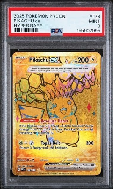 Pikachu ex Pokemon Prismatic Evolutions 179/131 Hyper Rare PSA 9