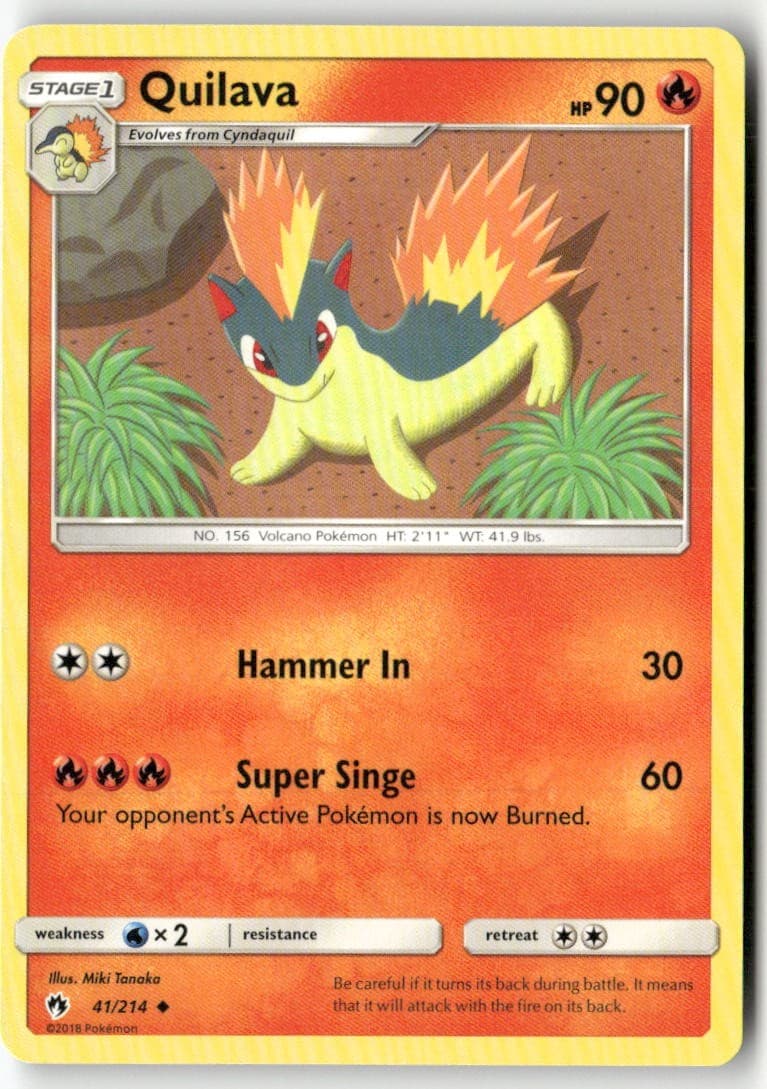 Quilava 41/214 Uncommon Lost Thunder Pokemon Heavily Played