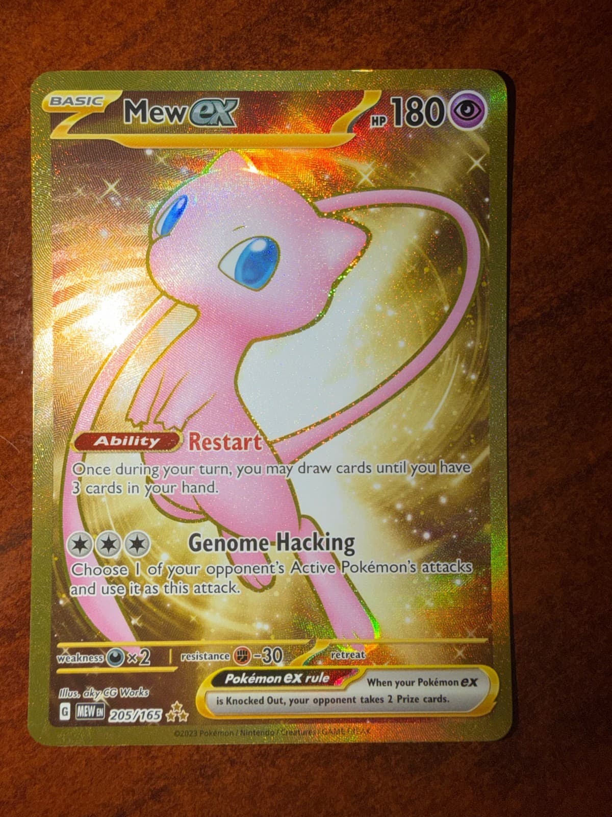 2023 POKEMON MEW EN-151 HYPER RARE GOLD #205/165 MEW EX NM