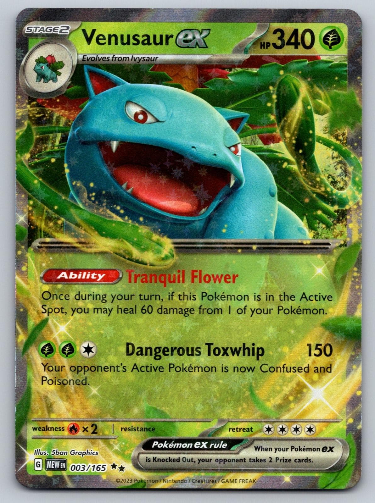 Venusaur ex 003/165 Double Rare 151 Pokemon Holo Near Mint