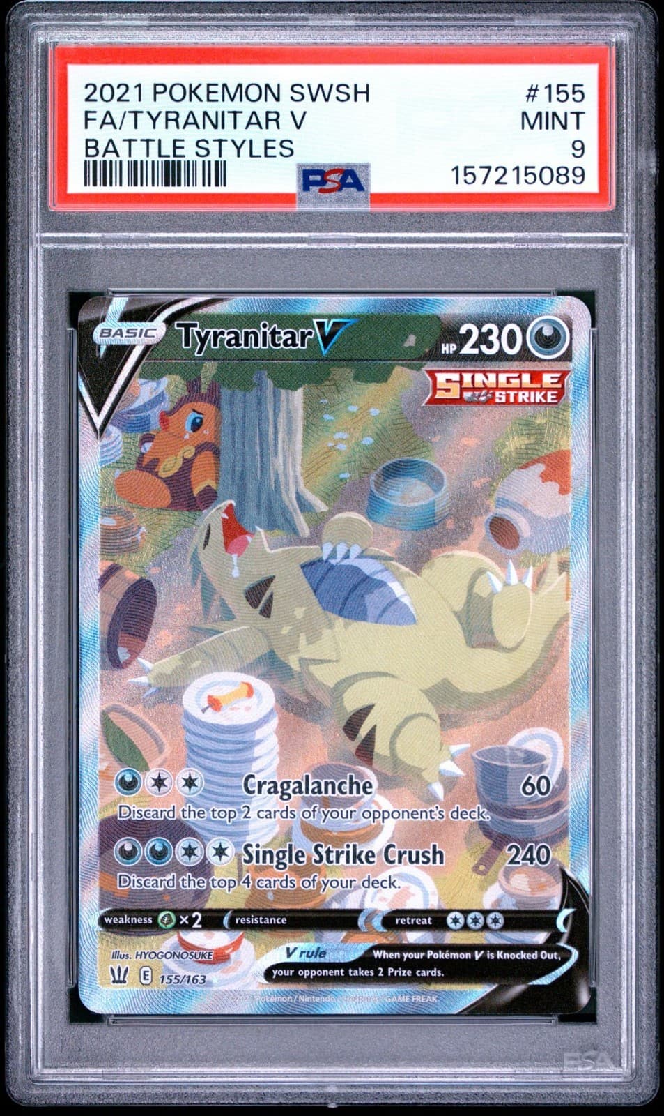 PSA 9 TYRANITAR V 155/163 FULL ART BATTLE STYLE POKEMON 😍