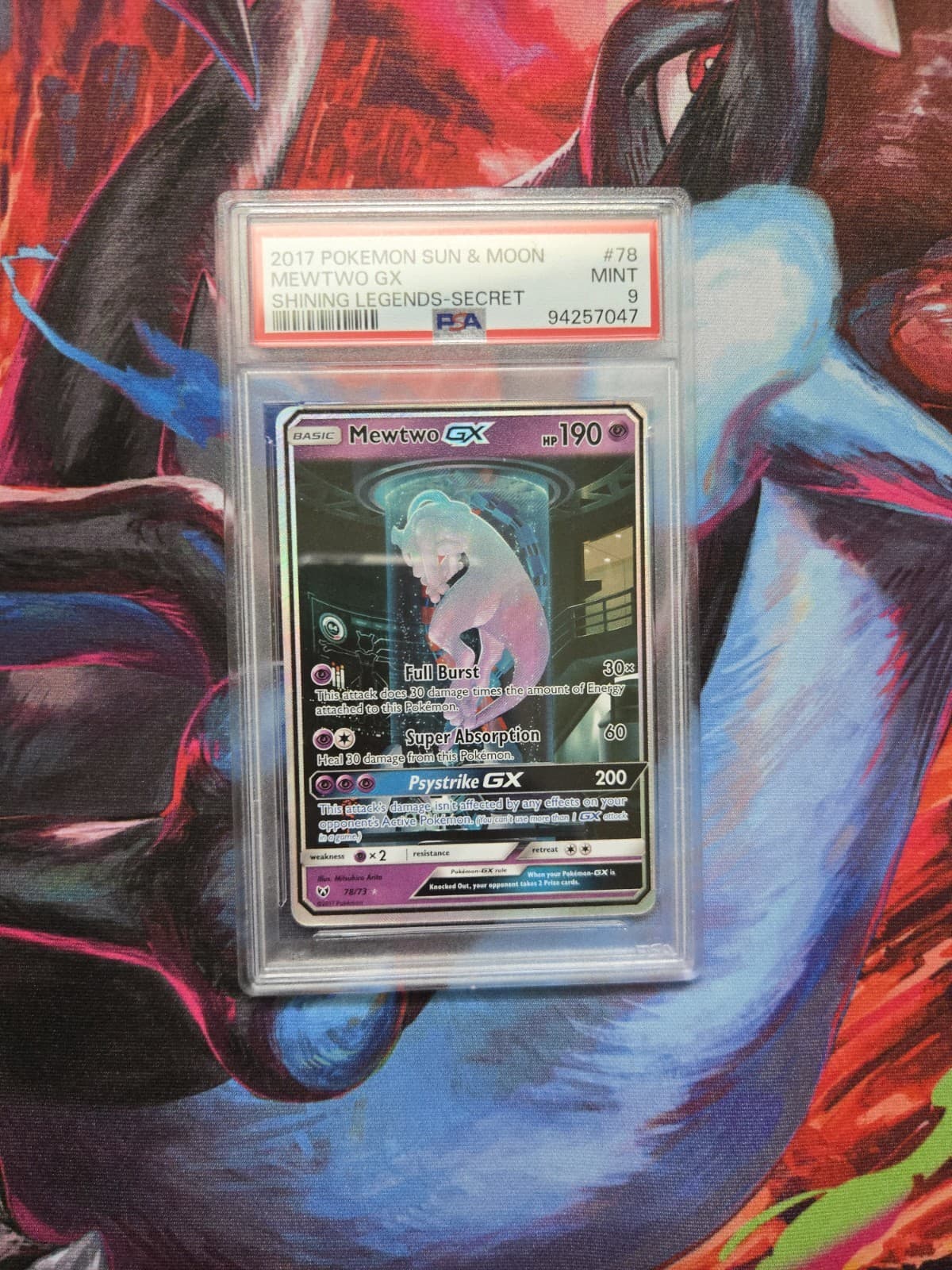 2017 POKEMON SUN & Moon - Shining Legends - MEWTWO GX - #78/73 PSA 9
