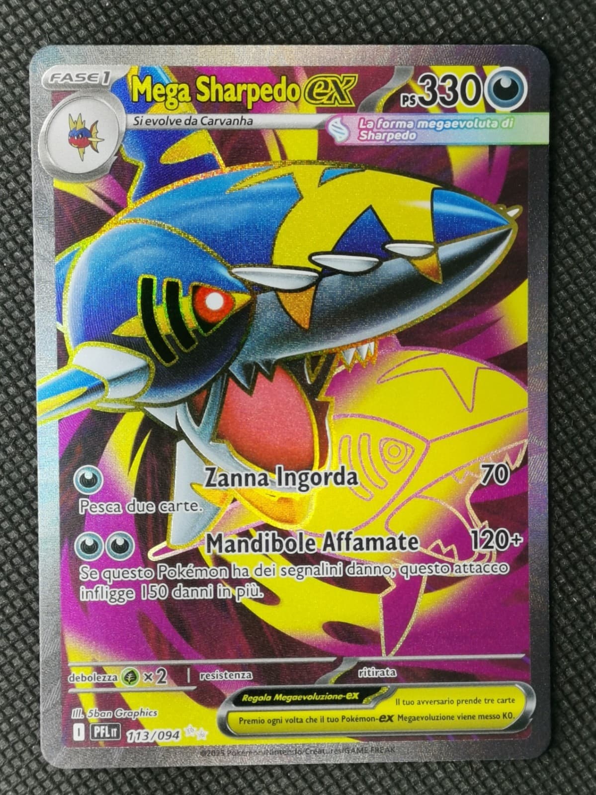 Pokemon Mega Sharpedo Ex 113/094 Fiamme Spettrali Ita Italiano