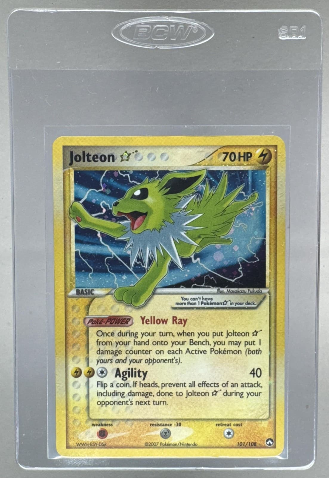 Jolteon Gold Star 2007 Pokemon EX Power Keepers #101 Holo LP