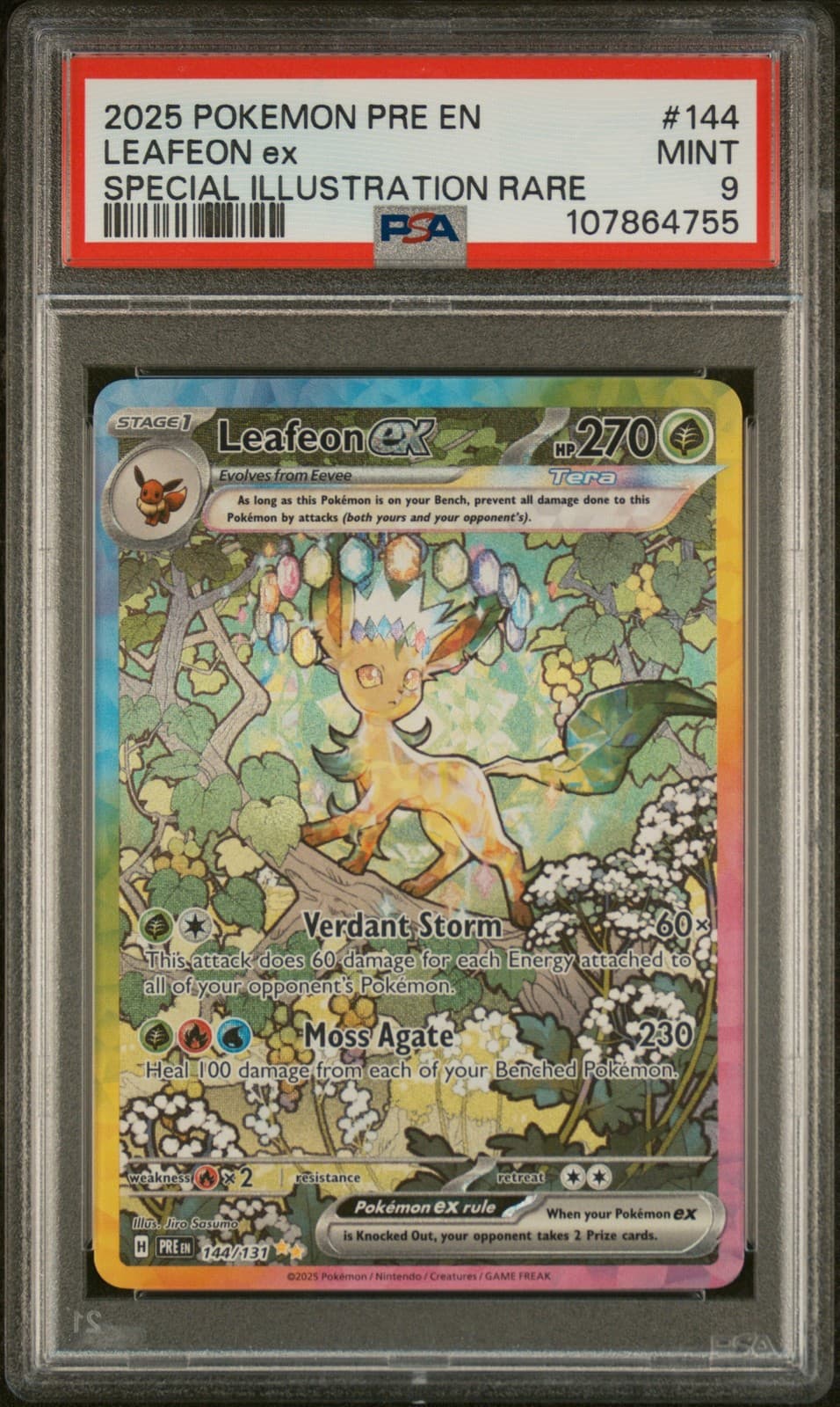 PSA 9 Leafeon EX 144/131 Special Illustration Rare Prismatic Evolutions Pokemon