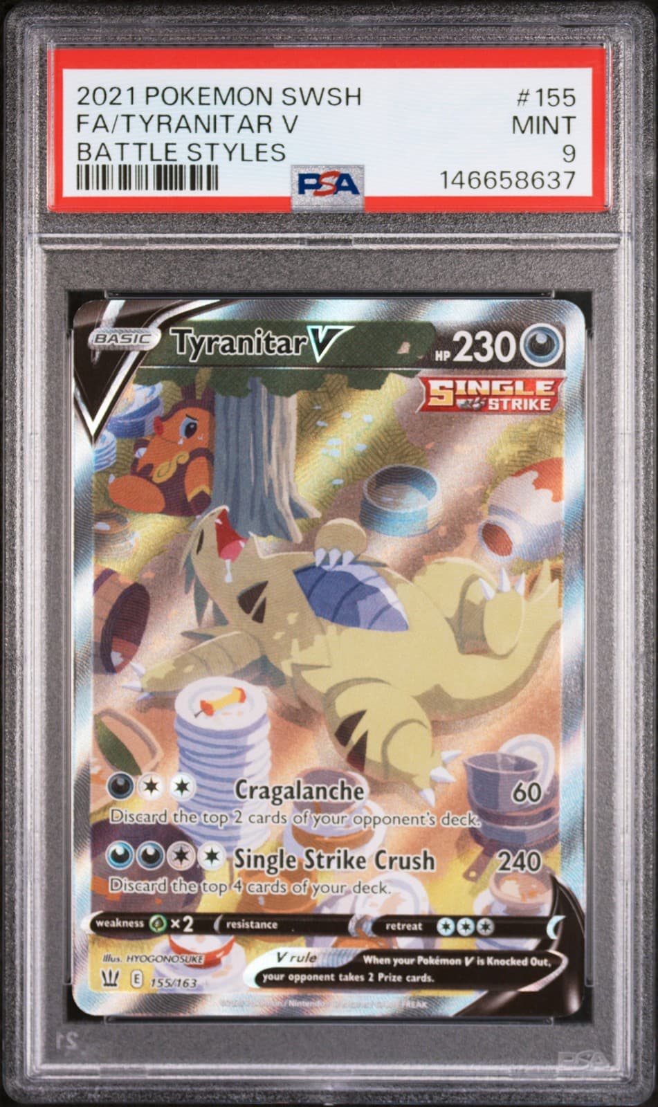 Tyranitar V 155/163 Battle Styles Pokemon PSA 9