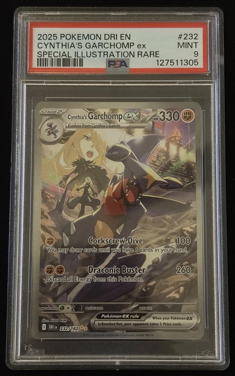 2025 Pokemon Cynthia's Garchomp ex 232/182: Destined Rivals SIR Holo PSA 9
