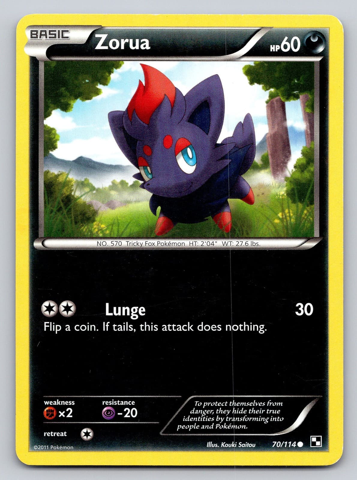 Black and White #70/114 Zorua common pokemon