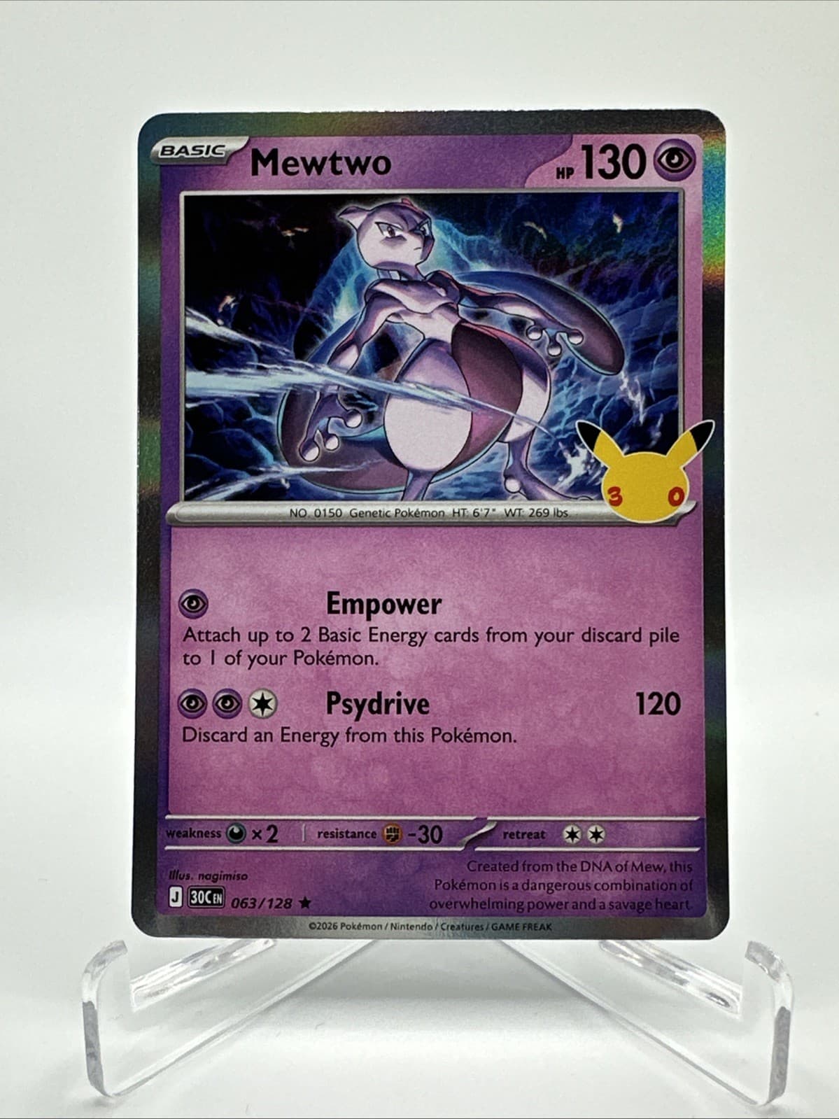 2026 Pokémon 30th Celebration Mewtwo 30th #63/128 Holo