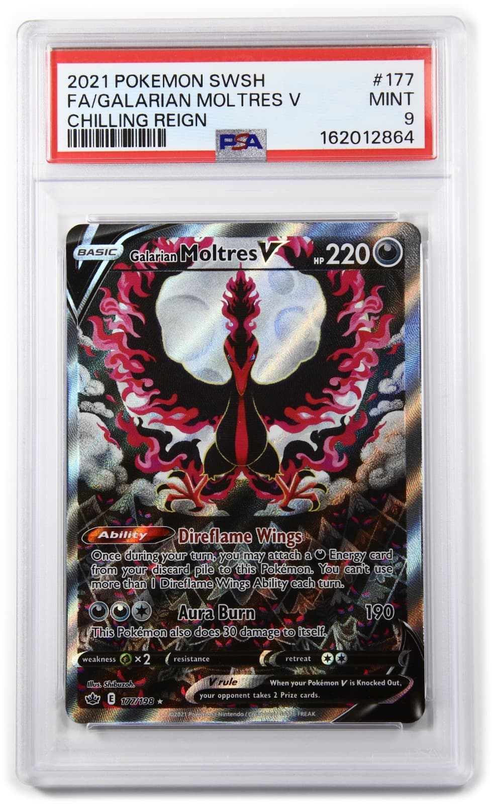 2021 PSA MINT 9 - Pokemon Chilling Reign 177/198 Galarian Moltres V Card #62842B