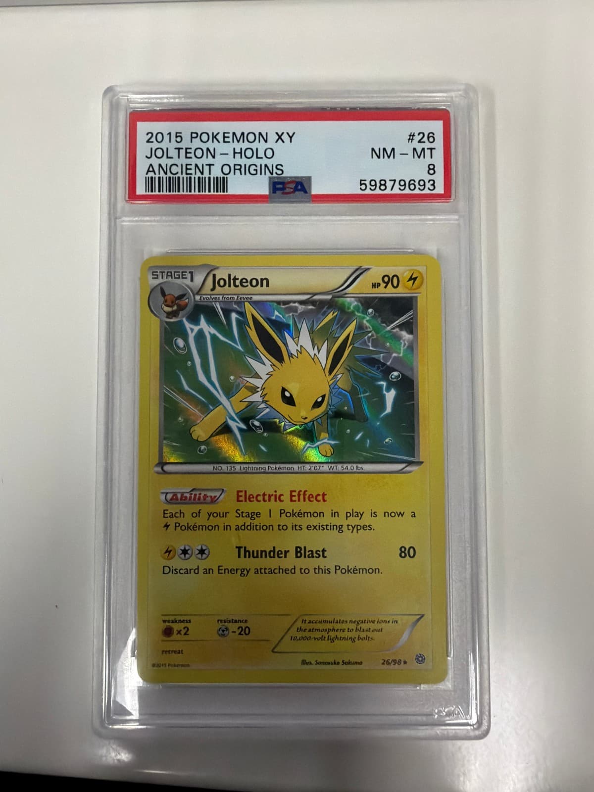 2015 Pokemon XY Ancient Origins #26 Jolteon Holo PSA 8 NM-MT