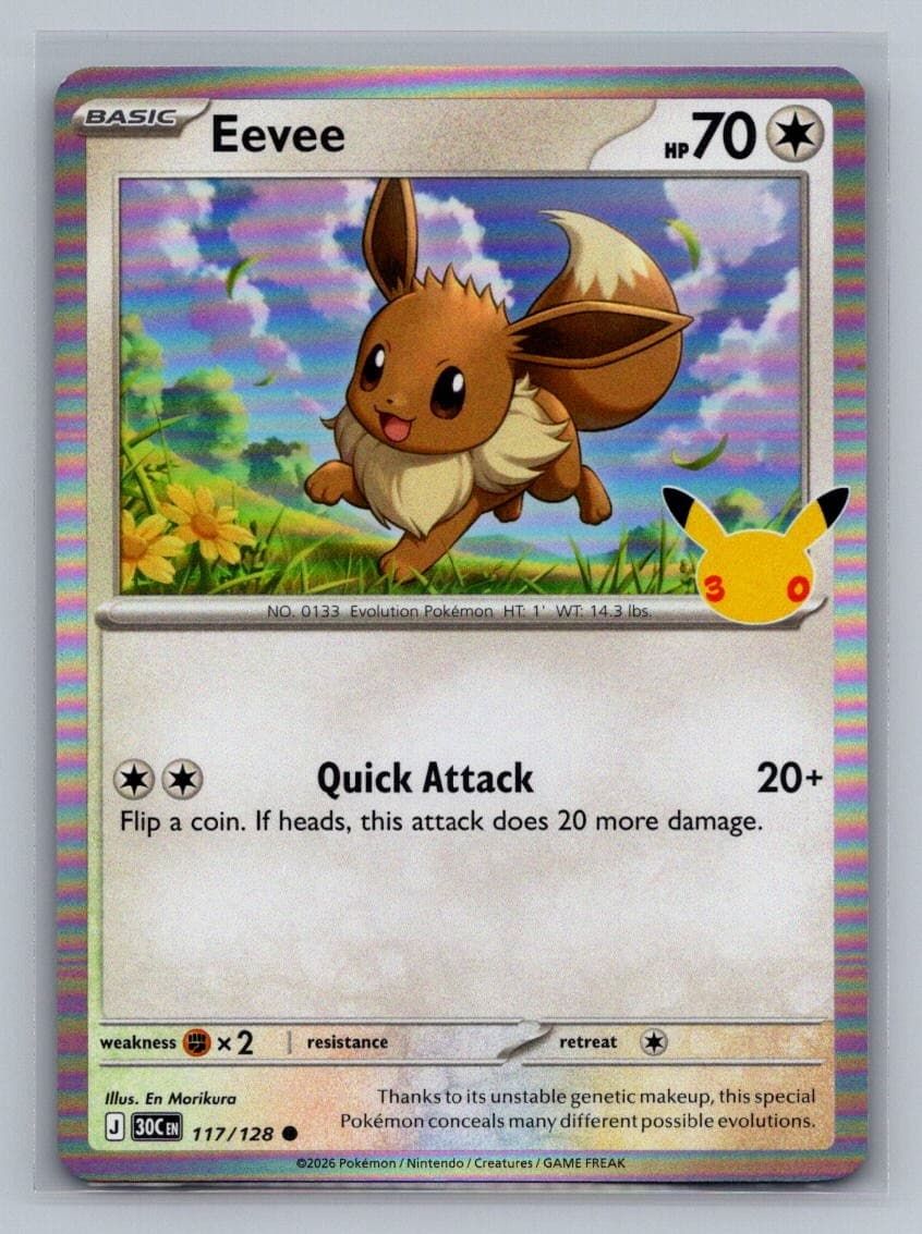 Pokemon Eevee Common ME: 30th Celebration 117/128 NM
