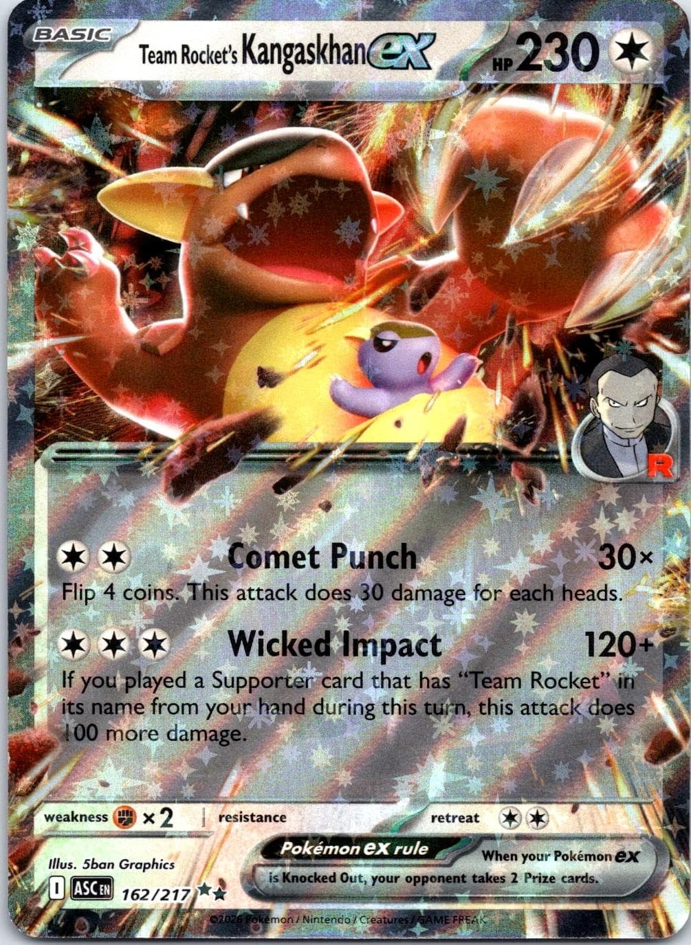 Team Rocket's Kangaskhan ex 162/217 Double Rare Ascended Heroes Pokemon Holo NM