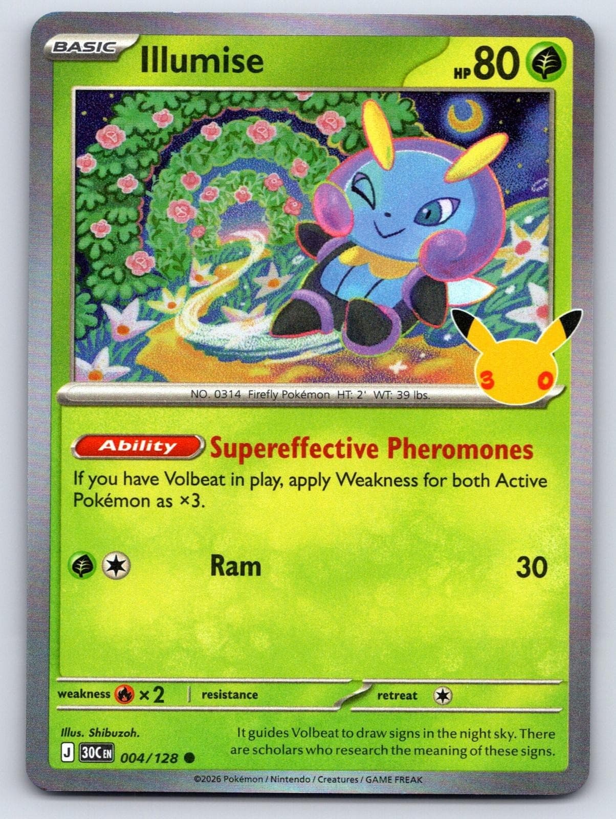 Illumise 004/128 ME: 30th Celebration Pokemon Near Mint Holo
