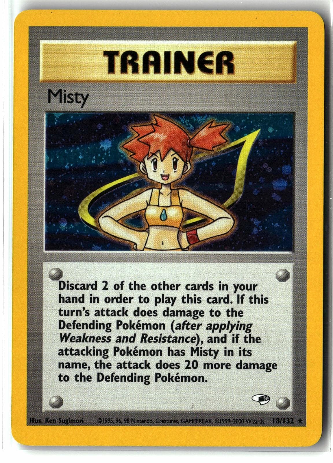 2000 Misty 18/132 Unlimited Holo Rare Gym Heroes WOTC Pokemon NM Front/LP Back