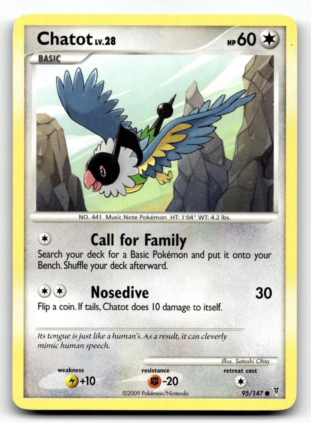 Pokemon TCG Chatot 95/147 Common Supreme Victors MP