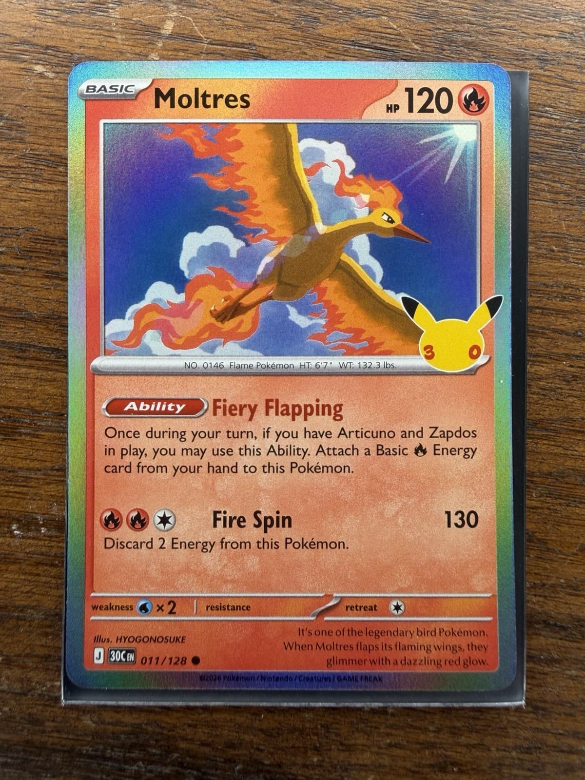 Moltres 11/128 TCG ME: 30th Celebration Holo Pokemon TCG