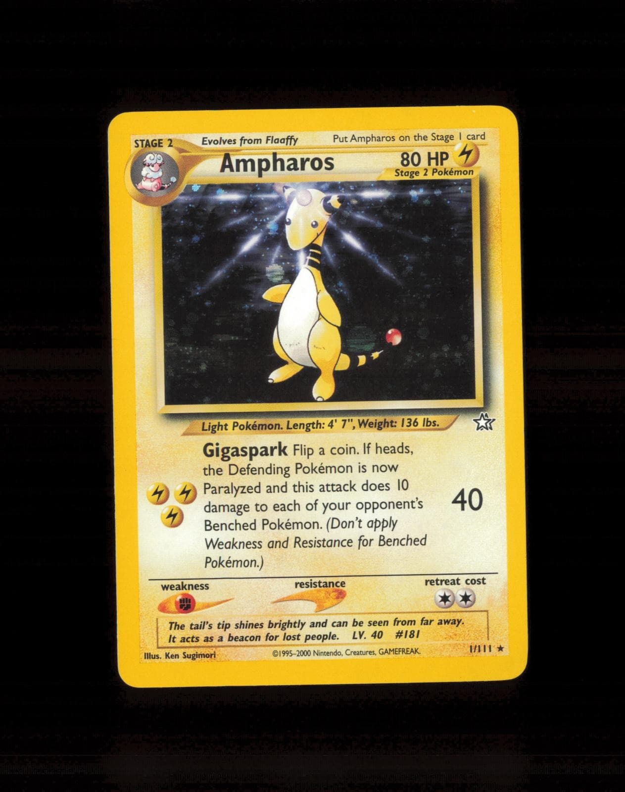 2000 Pokemon Neo Genesis Ampharos 1/111 Holo LP