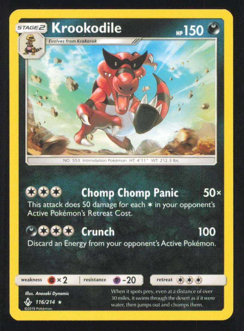 KROOKODILE 116/214 R UNBROKEN BONDS POKEMON MP DYNAMIC