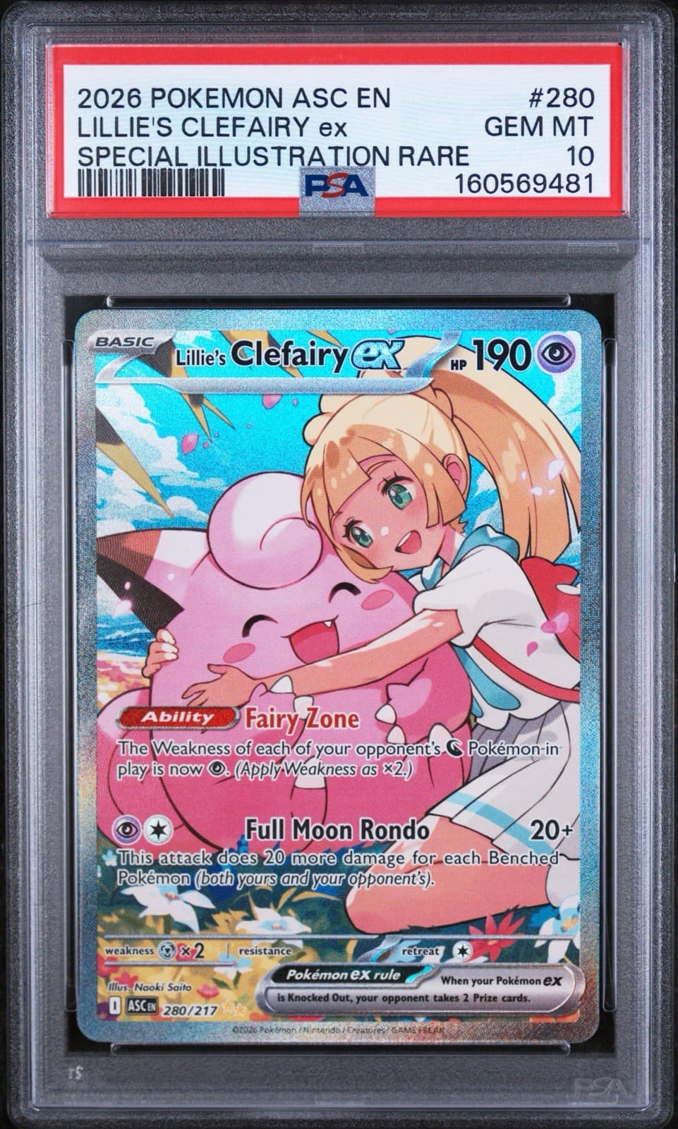 2026 Pokemon Lillie's Clefairy ex Special Illustration Rare #280/217 PSA 10