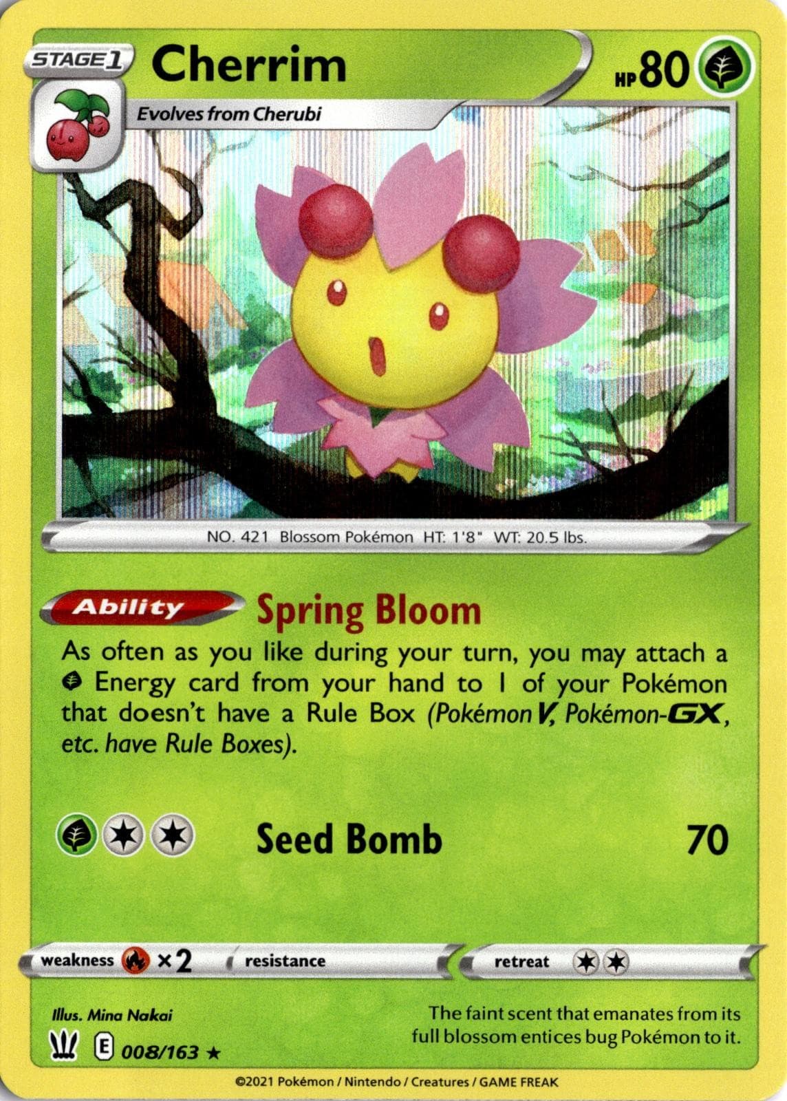 Cherrim 008/163 Holo Rare Battle Styles Pokemon Near Mint