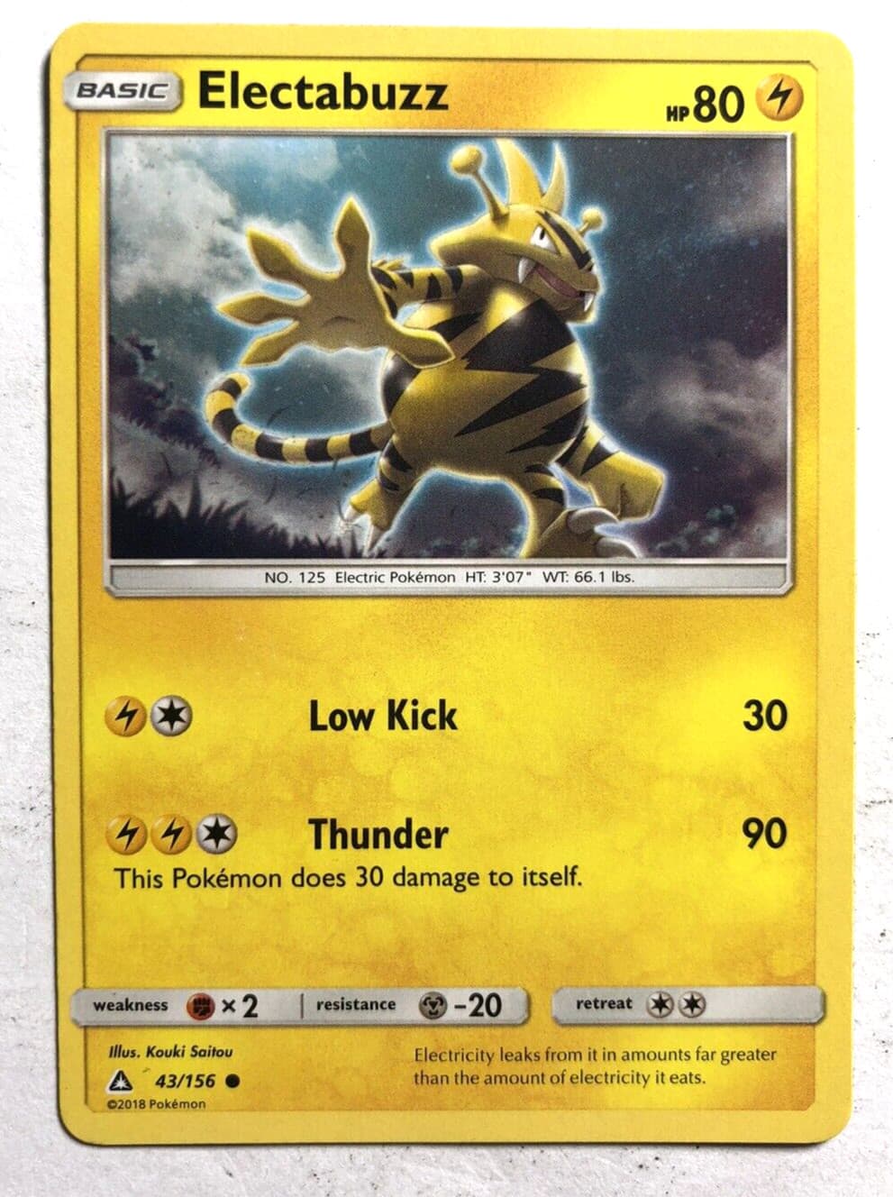 Electabuzz 43/156 Sun and Moon Ultra Prism Pokemon Common LIGHTLY PLAYED LP