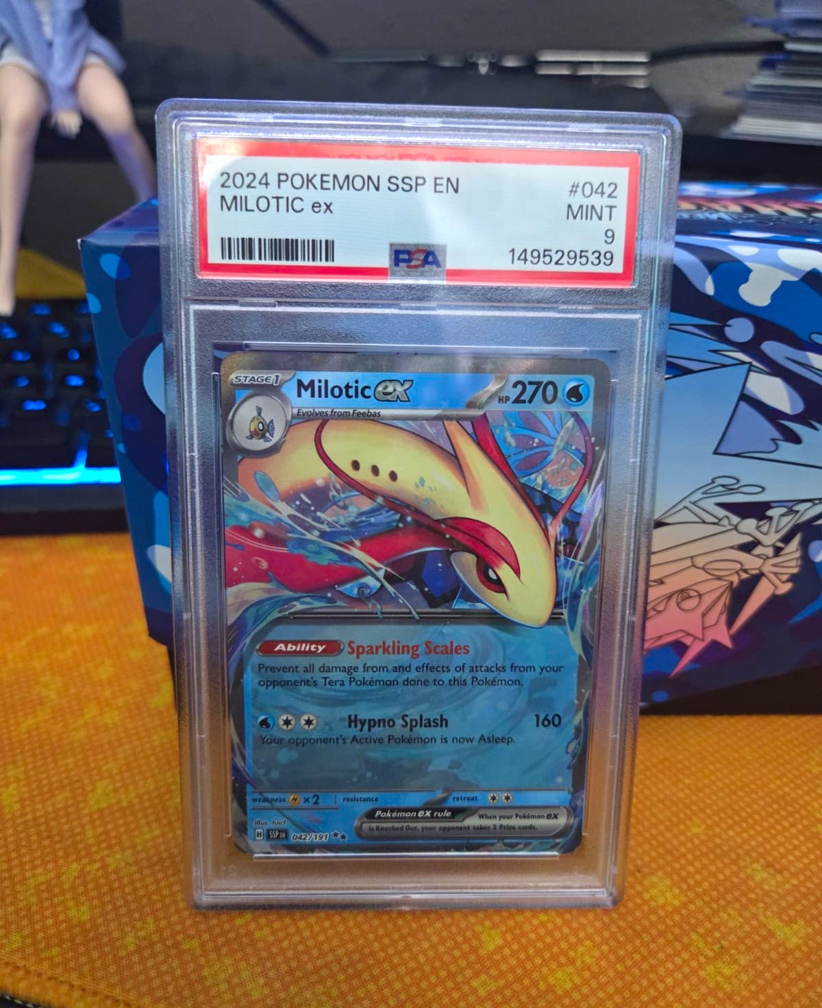 Pokemon TCG Milotic ex 042/191 SV08 Surging Sparks Holo EN PSA 9