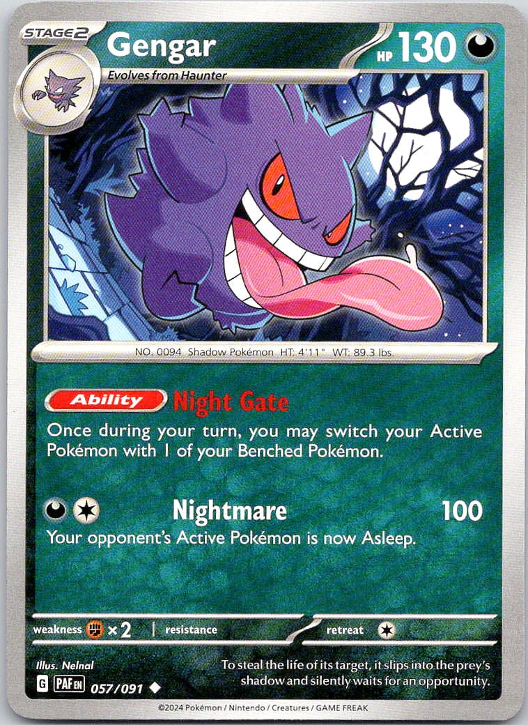 Gengar - Paldean Fates (NM) 57/91 Darkness Stage 2 Nelnal #94 (2)