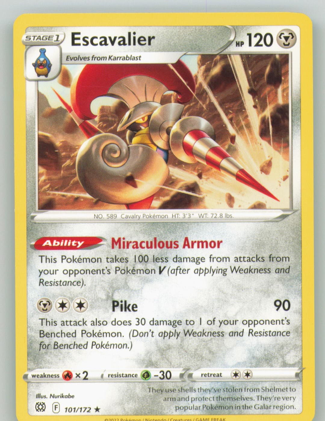 Escavalier 101/172 Rare Brilliant Stars Pokemon Lightly Played