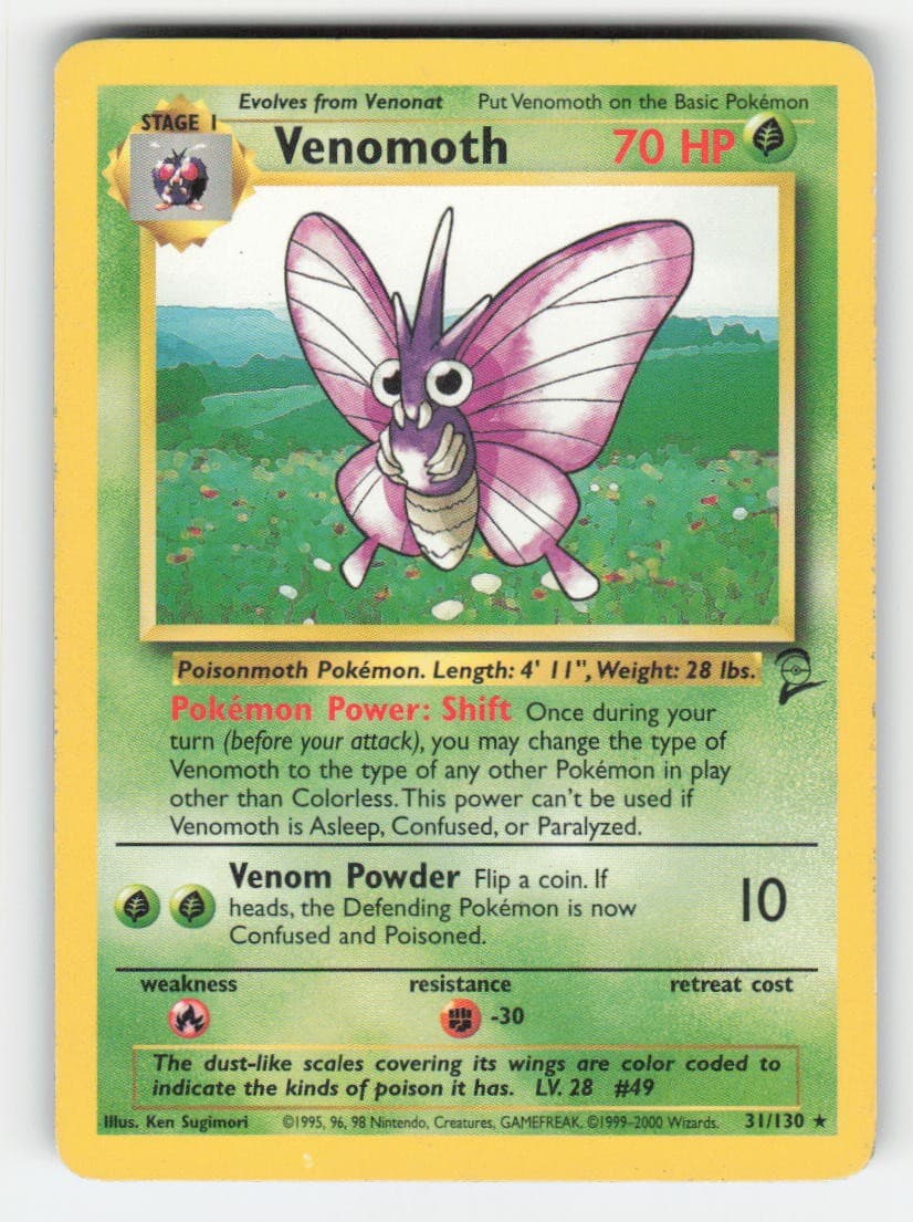 POKEMON VENOMOTH 31 BASE SET 2 MP-HP