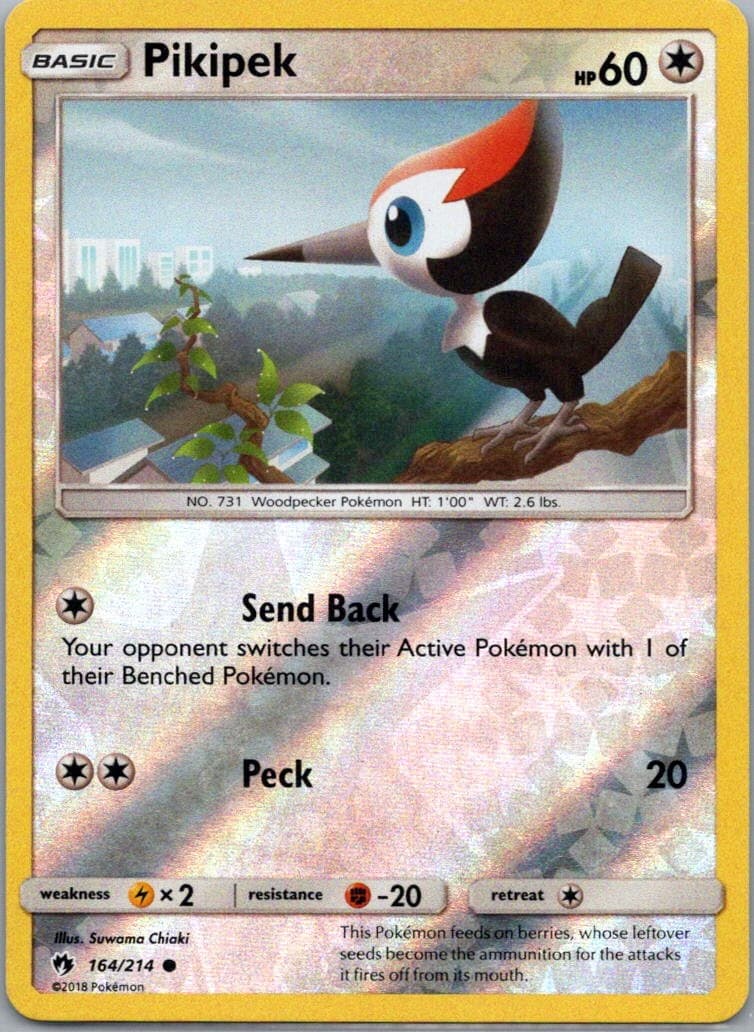 Pokemon TCG Pikipek 164/214 Lost Thunder Rev Holo NM
