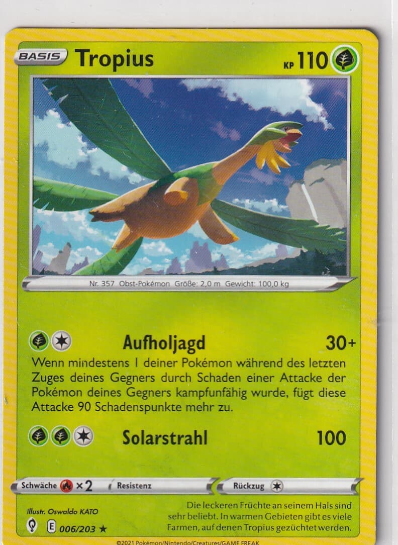 Pokemon Karte Drachenwandel Nr. 6/203 Tropius deutsch