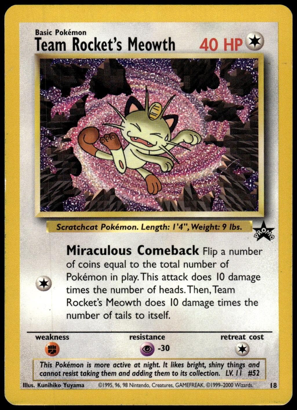 Team Rocket's Meowth 18 Wizards Black Star Promos Pokemon PKM-B1-12-29