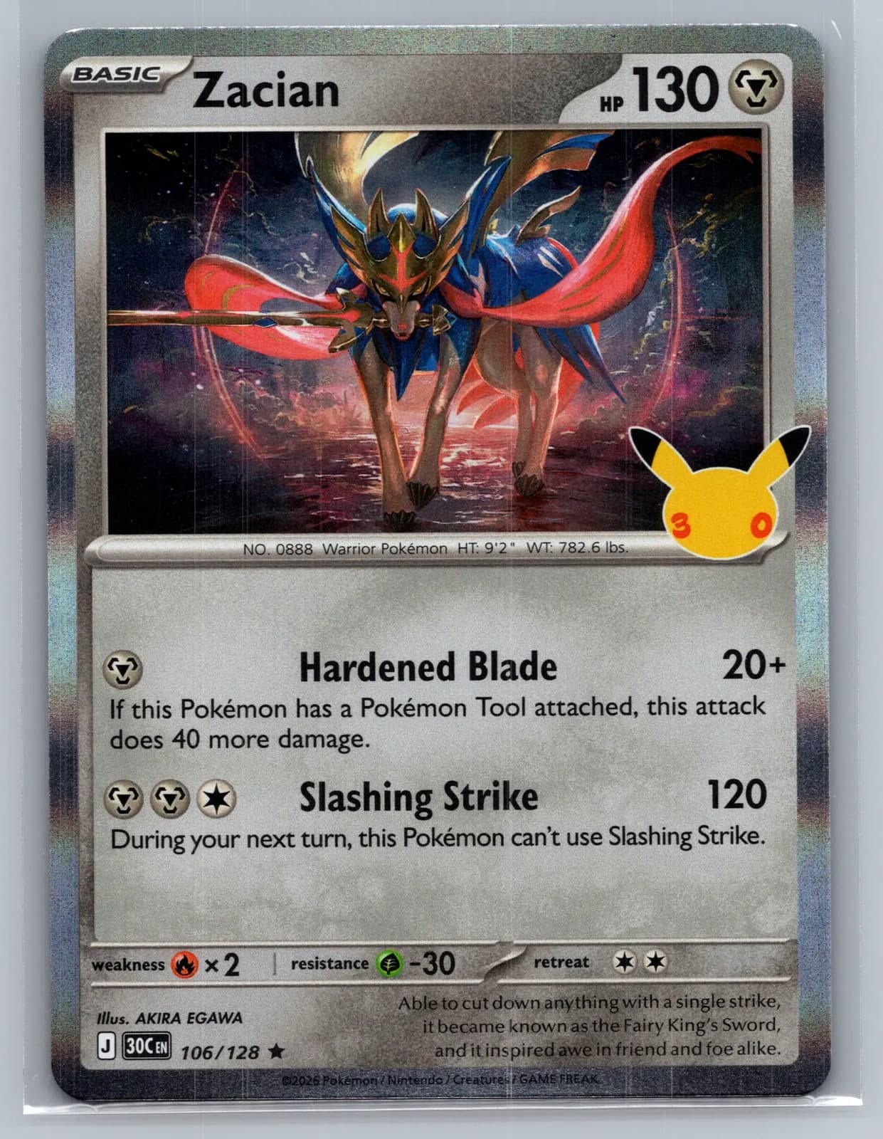 Zacian #106/128 2026 30th Celebration Pokemon TCG