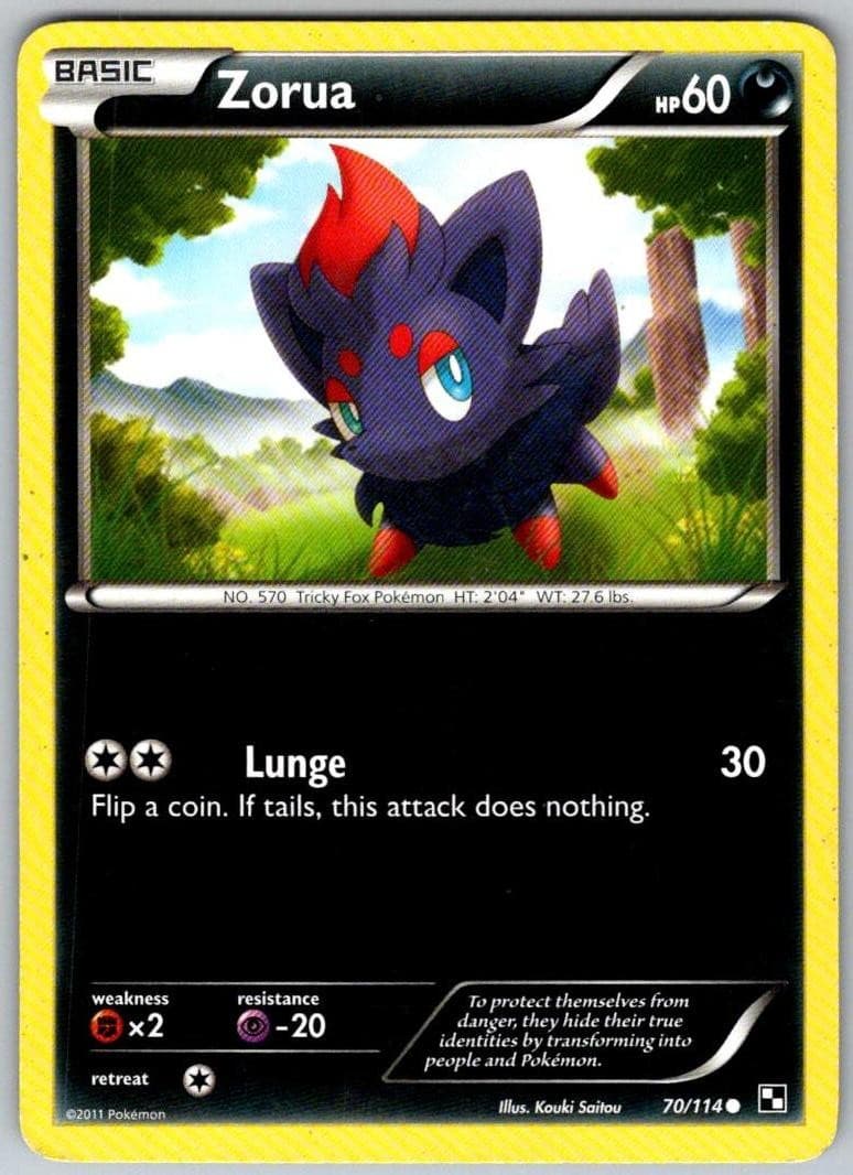 Zorua 70/114 Common Black & White Pokemon Lightly Played