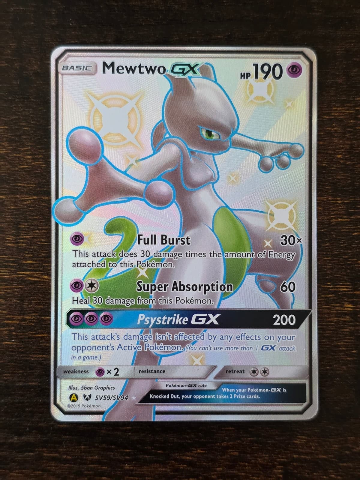 Mewtwo GX SV59/SV94 Hidden Fates Shiny Vault Ultra Rare Holo Card NM
