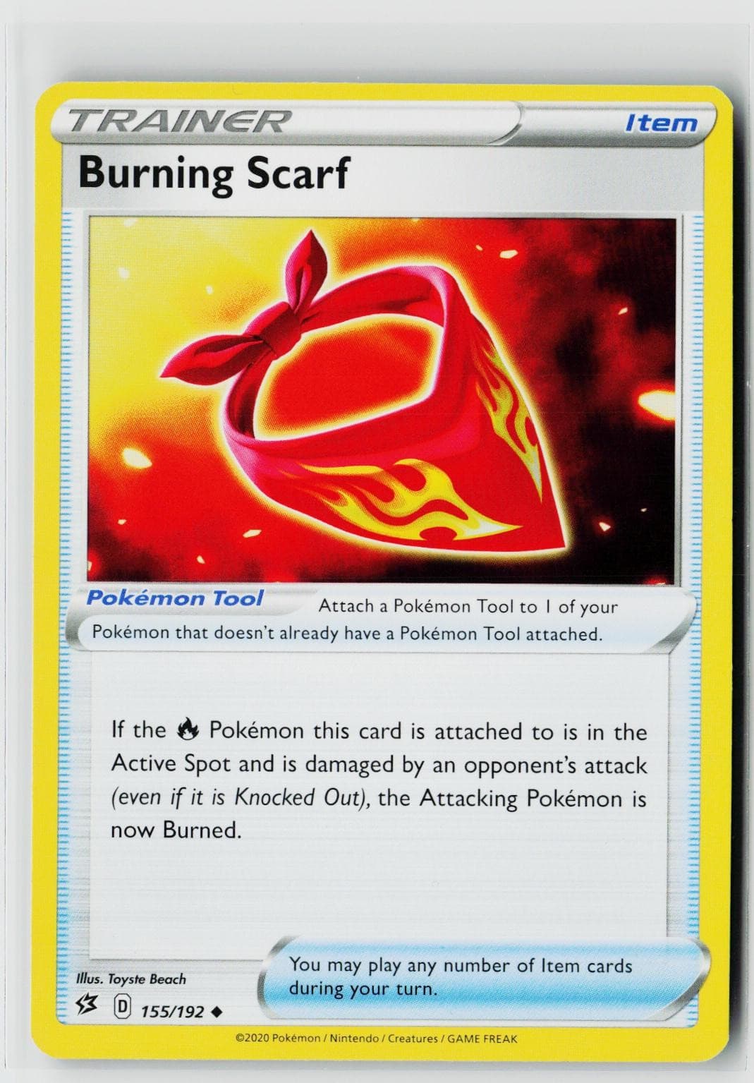 Pokemon SWSH02: Rebel Clash #155/192 Burning Scarf Uncommon