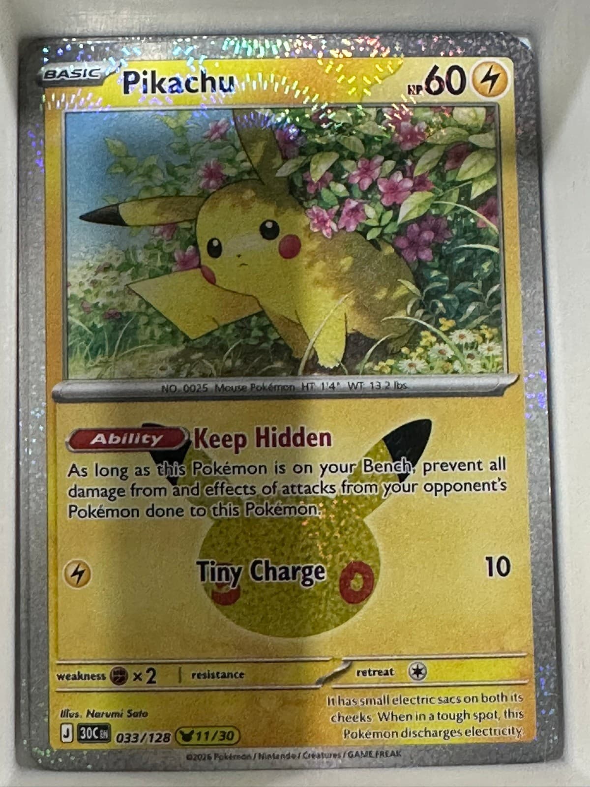 Pikachu Pikachu Rare ME: 30th Celebration 033/128 NM