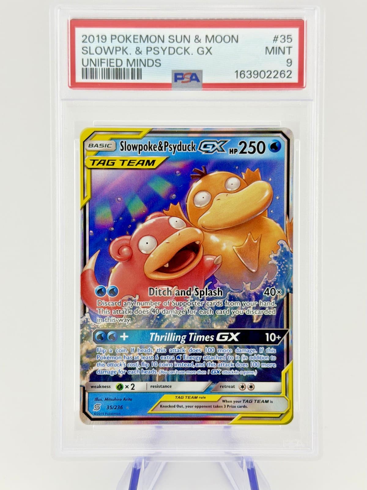 2019 POKEMON SUN & MOON UNIFIED MINDS #35 SLOWPOKE & PSYDUCK GX PSA 9