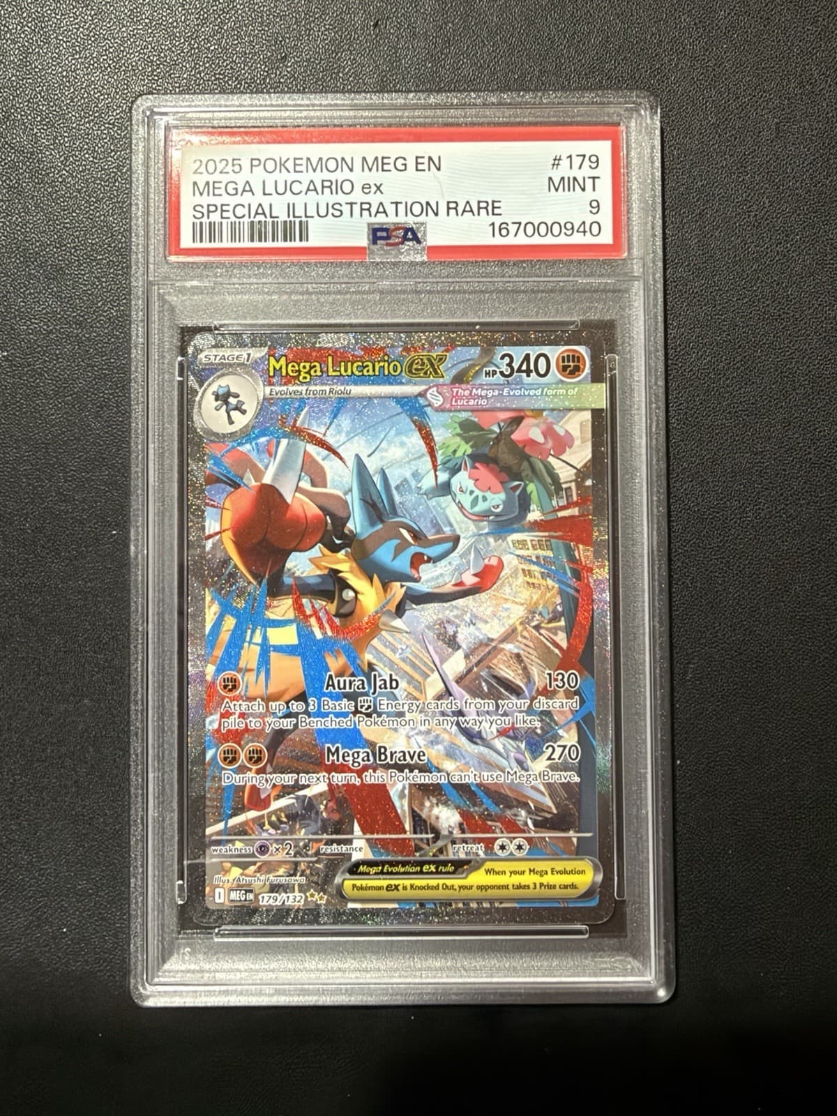 Pokémon TCG Mega Lucario ex #179/132 SIR Special Illustration Rare PSA 9 Mint