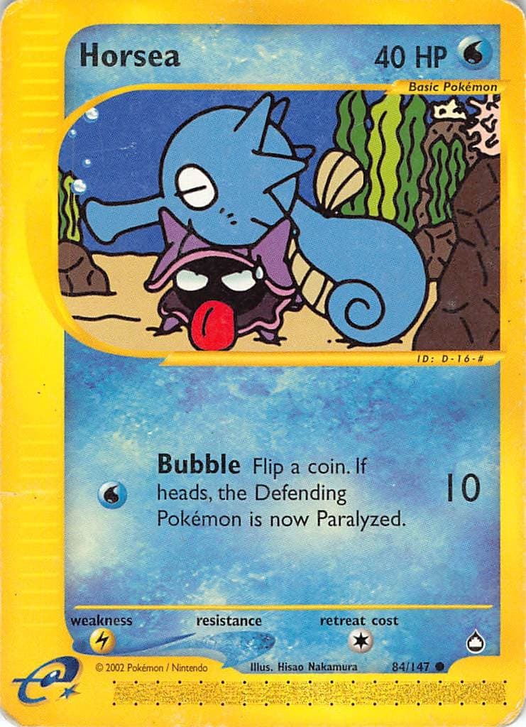 Horsea 84/147 Common Aquapolis Pokemon Lightly Played