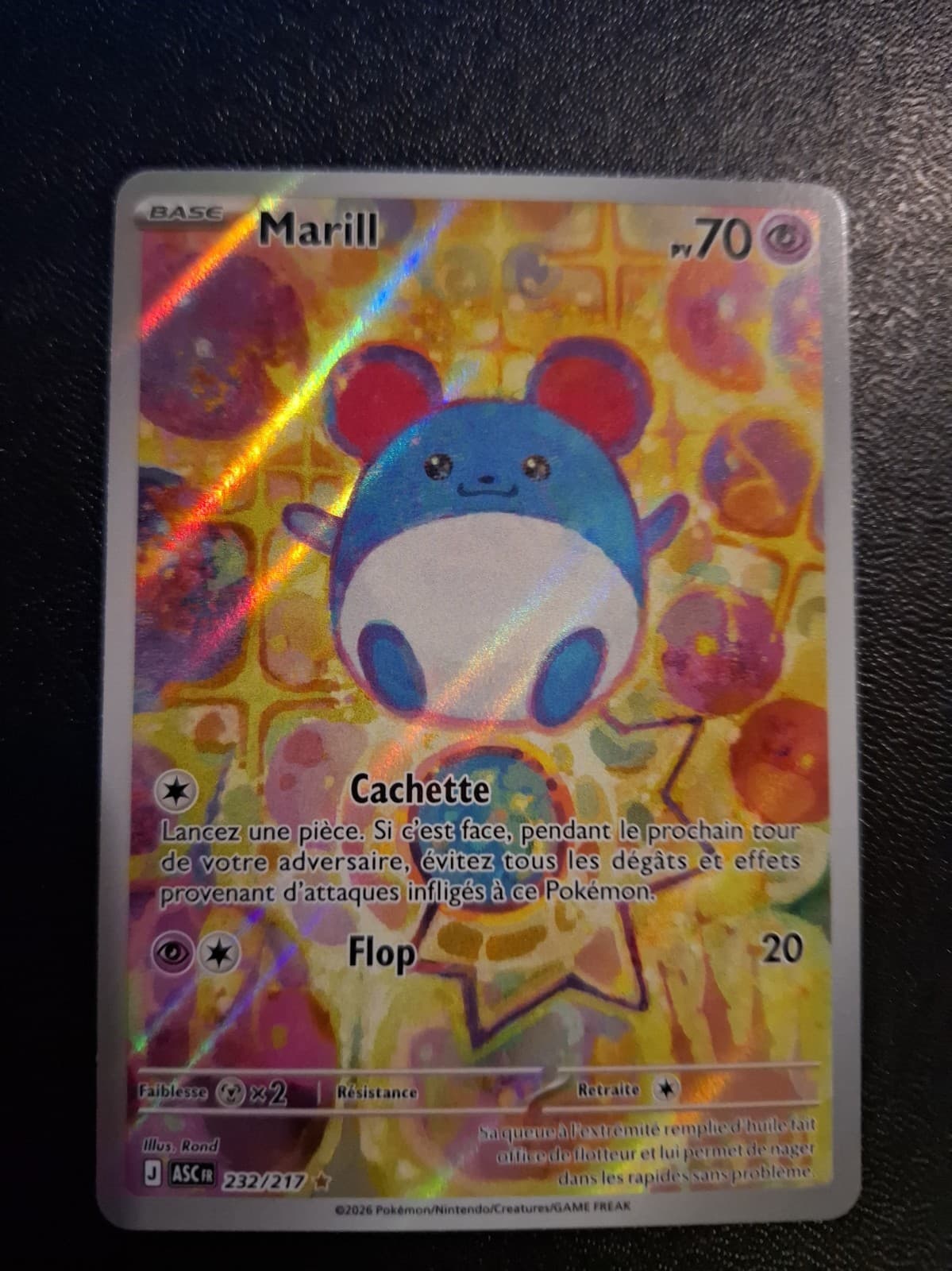 Carte Pokémon Marill AR 232/217 Héros Transcendants ME2.5 FR Neuf